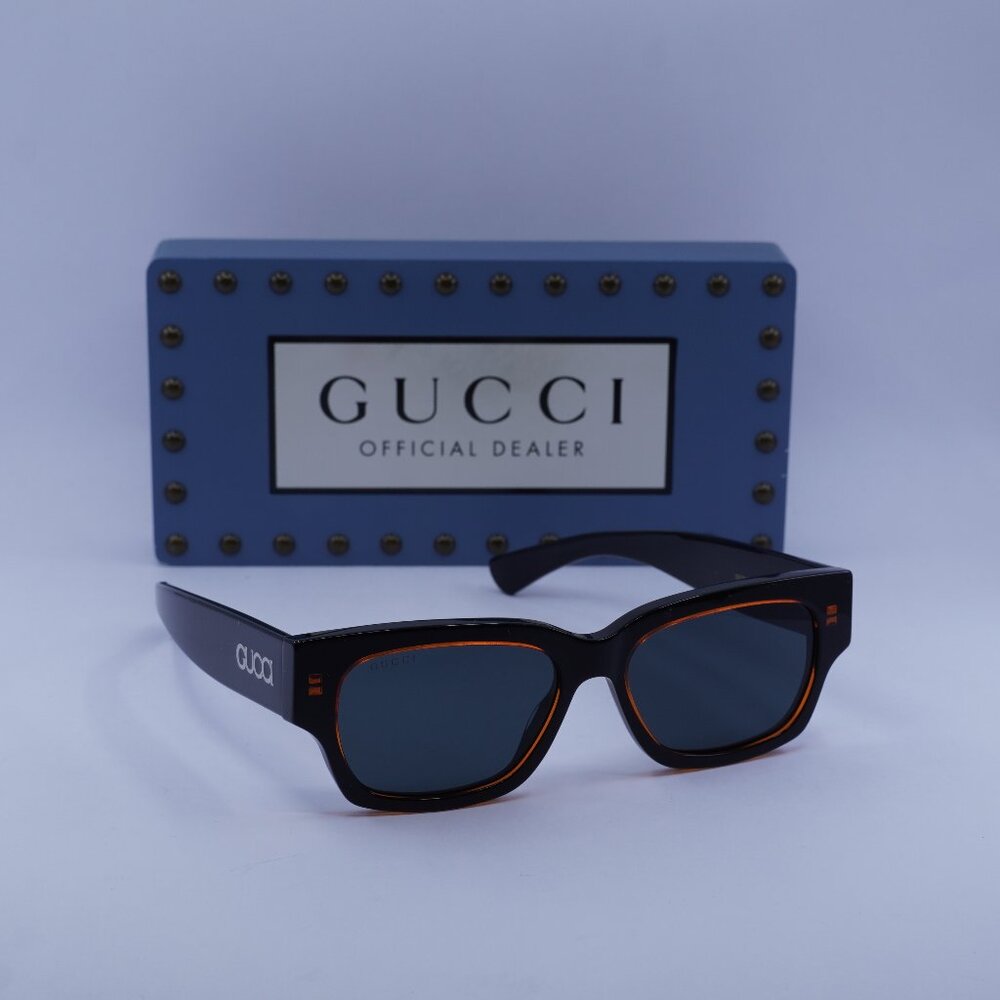 Gucci GG1794S 003 Square Sunglasses - Transparent Orange/Black/Blue